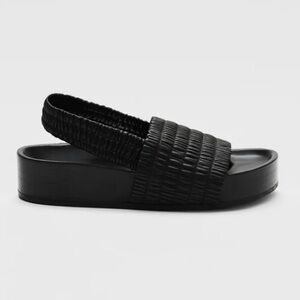 CO Made in Italy black textured platform slide sandal